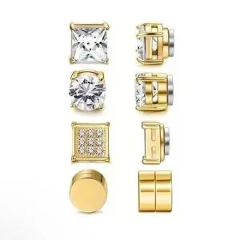 4 pair magnetic stud earrings for men no piercings